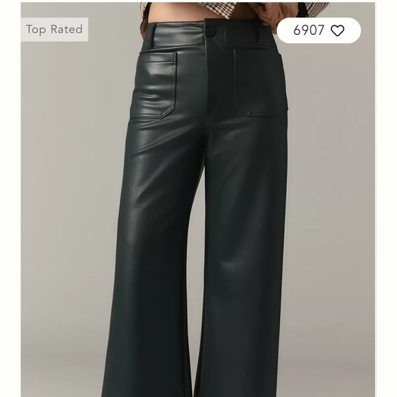 The Colette Faux-Leather Crop Wide-Leg Pants by Maeve Anthropologie 23P - Picture 3 of 7